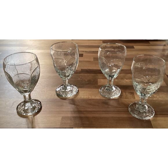 4 Vintage Libbey Chivalry Clear 8oz Water Wine Goblets Textured Glass 6.25” - Picture 1 of 10